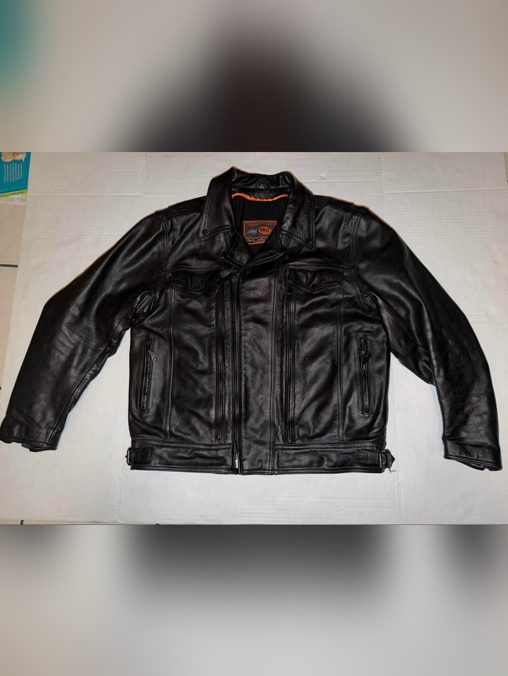 First Classics Sz L Leather Jacket Vtg Rare Motorcycle Utility Jacket